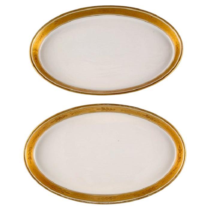Servicio nº 607 de Royal Copenhagen, dos platos ovalados de porcelana, 1944
