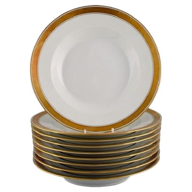 Royal Copenhagen Service No. 607, White, 9 Deep Plates in Porcelain For Sale