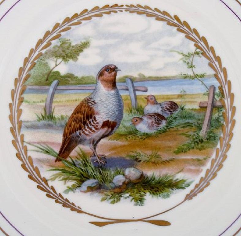 Porcelain Royal Copenhagen, Set of Five Large Dinner / Decoration Plates with Bird Motifs