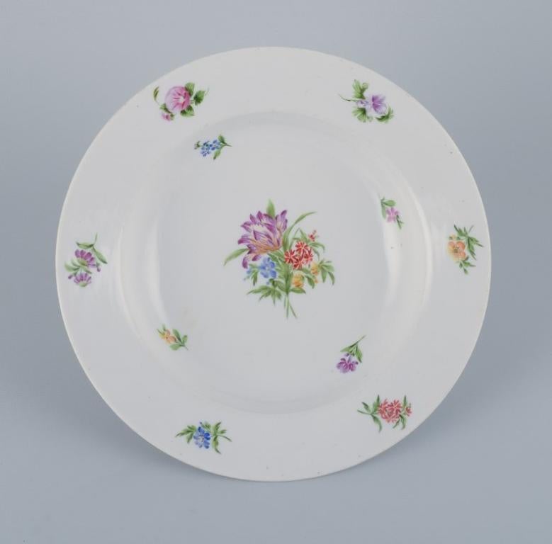 Danish Royal Copenhagen, set of four rare and antique Saxon Flower porcelain plates. For Sale