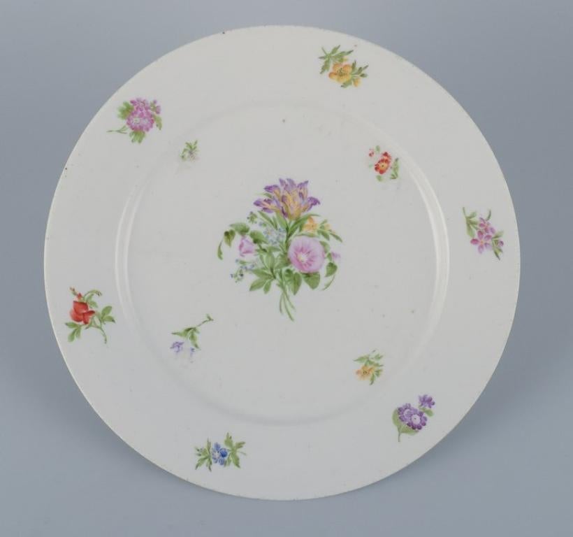 19th Century Royal Copenhagen, set of four rare and antique Saxon Flower porcelain plates. For Sale