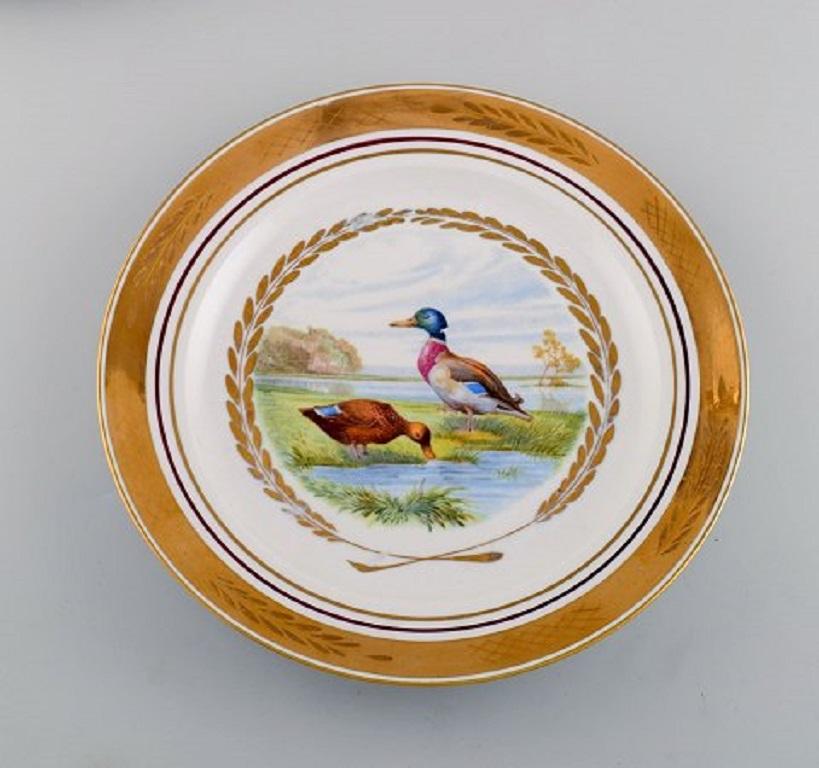Hand-Painted Royal Copenhagen, Set of Six Large Dinner / Decoration Plates with Bird Motifs
