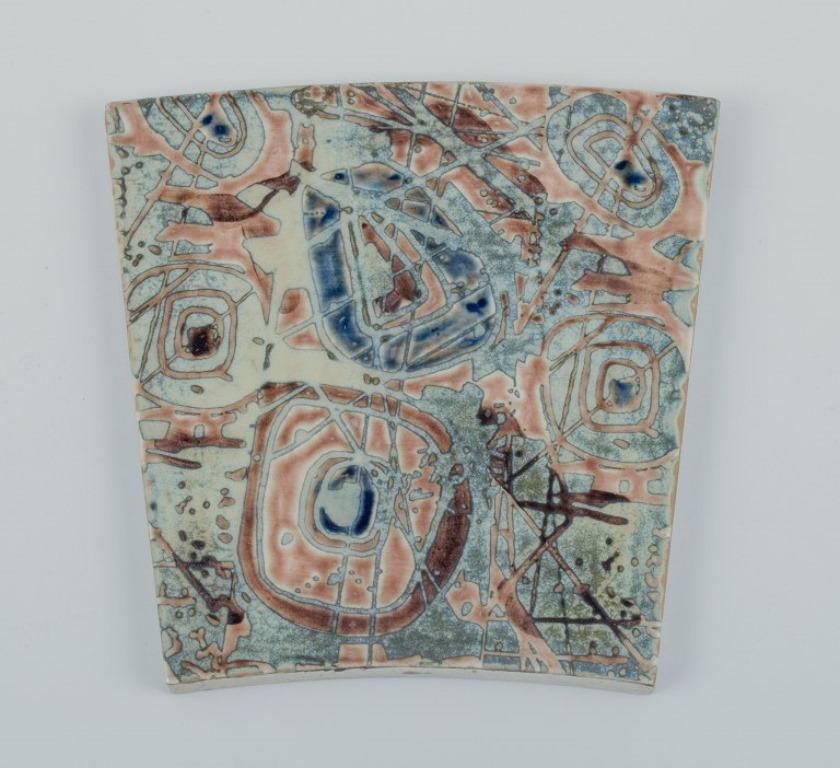 Late 20th Century Royal Copenhagen, Six Baca Faience Tiles with Patterned Glaze, 1970s For Sale