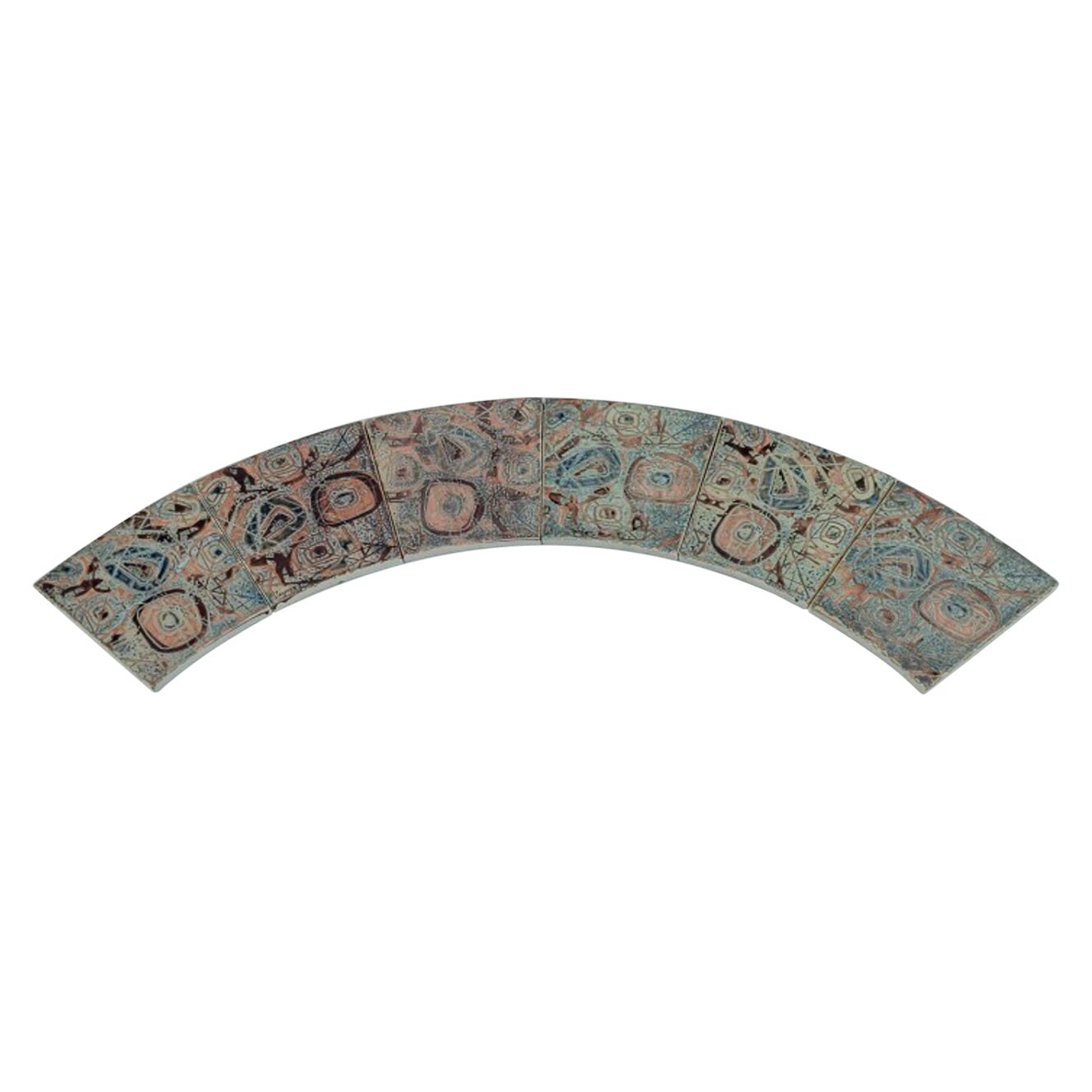 Royal Copenhagen, Six Baca Faience Tiles with Patterned Glaze, 1970s