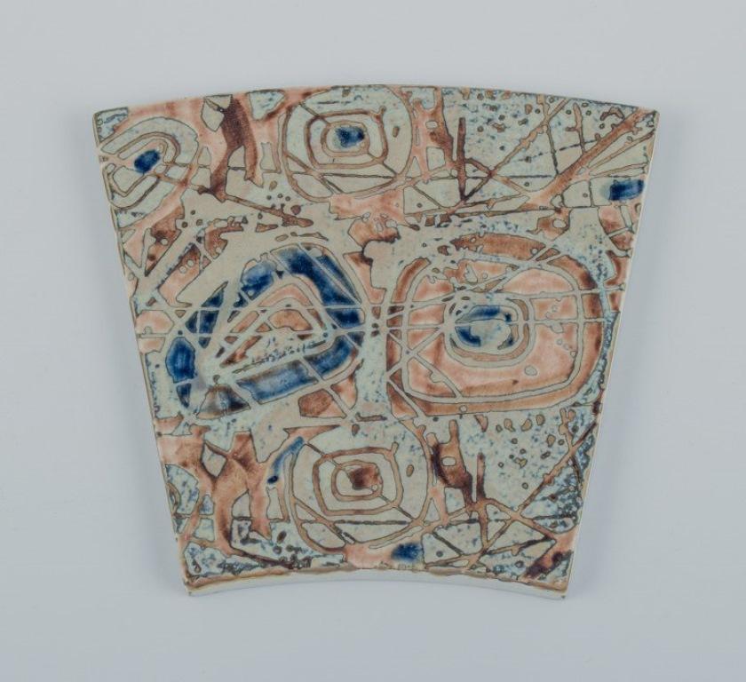 Late 20th Century Royal Copenhagen, Six Baca Faience Tiles with Patterned Glaze For Sale