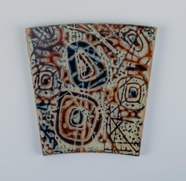 Late 20th Century Royal Copenhagen, Six Baca Faience Tiles with Patterned Glaze