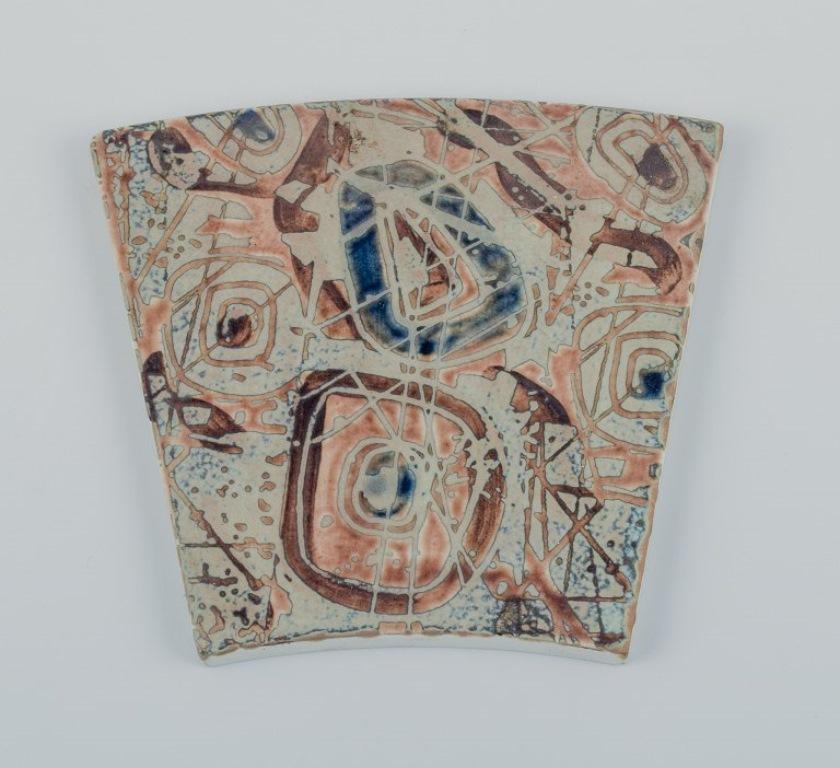 Late 20th Century Royal Copenhagen, Six Baca Faience Tiles with Patterned Glaze, Model 869/3812 For Sale