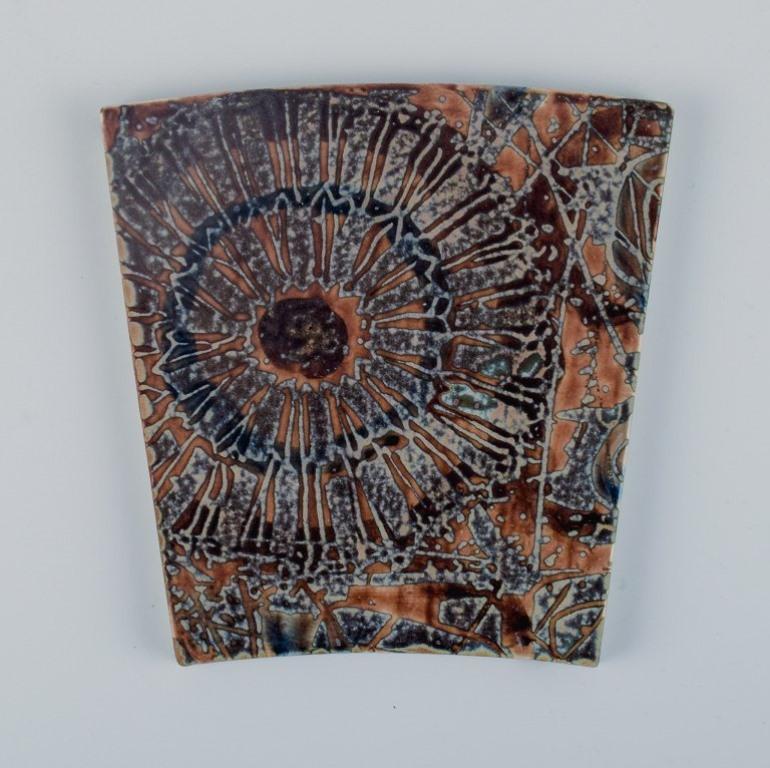 Royal Copenhagen, Six Baca Faience Tiles with Patterned Glaze, Model 869/3813 For Sale 1