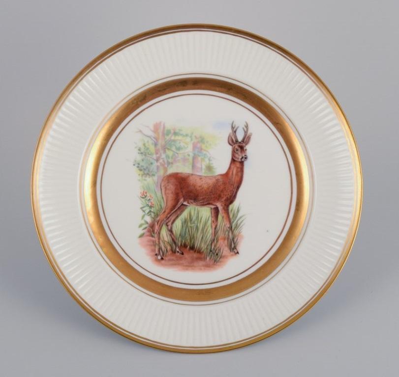 Mid-20th Century Royal Copenhagen, Six Fauna Danica Style Dinner Plates with Animal Motifs For Sale