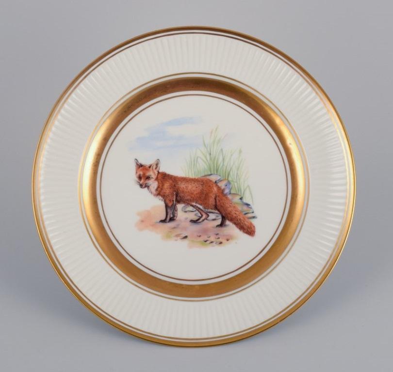 Royal Copenhagen, Six Fauna Danica Style Dinner Plates with Animal Motifs For Sale 1