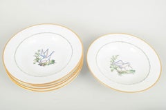Royal Copenhagen. Six large deep porcelain plates with bird motif. Early 20th C