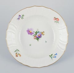 Royal Copenhagen, six Saxon Flower deep plates in porcelain.
