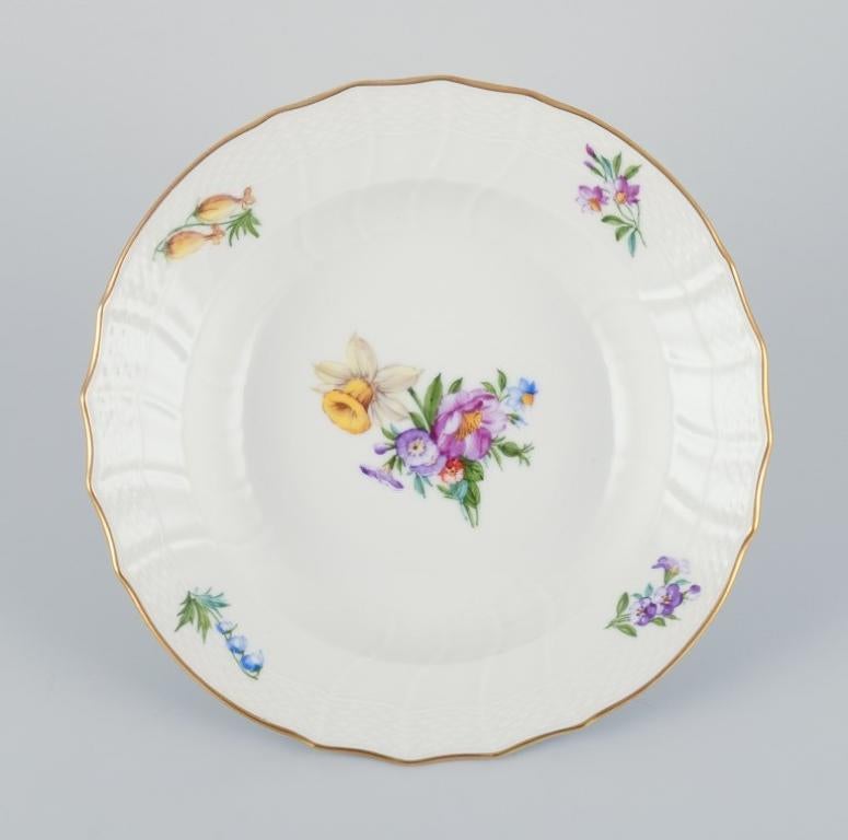 Danish Royal Copenhagen, six Saxon Flower deep plates in porcelain. For Sale