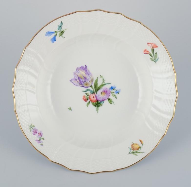 Mid-20th Century Royal Copenhagen, six Saxon Flower deep plates in porcelain. For Sale