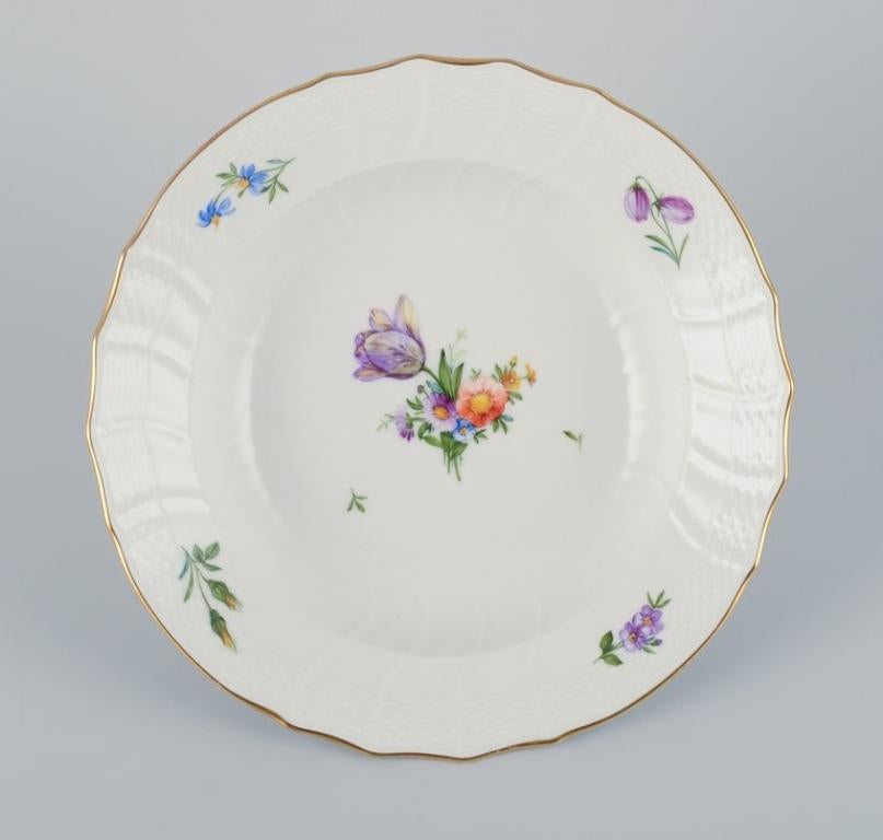 Porcelain Royal Copenhagen, six Saxon Flower deep plates in porcelain. For Sale