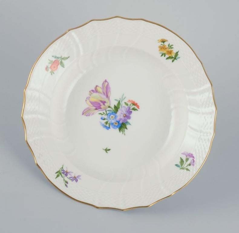 Royal Copenhagen, six Saxon Flower deep plates in porcelain. For Sale 1