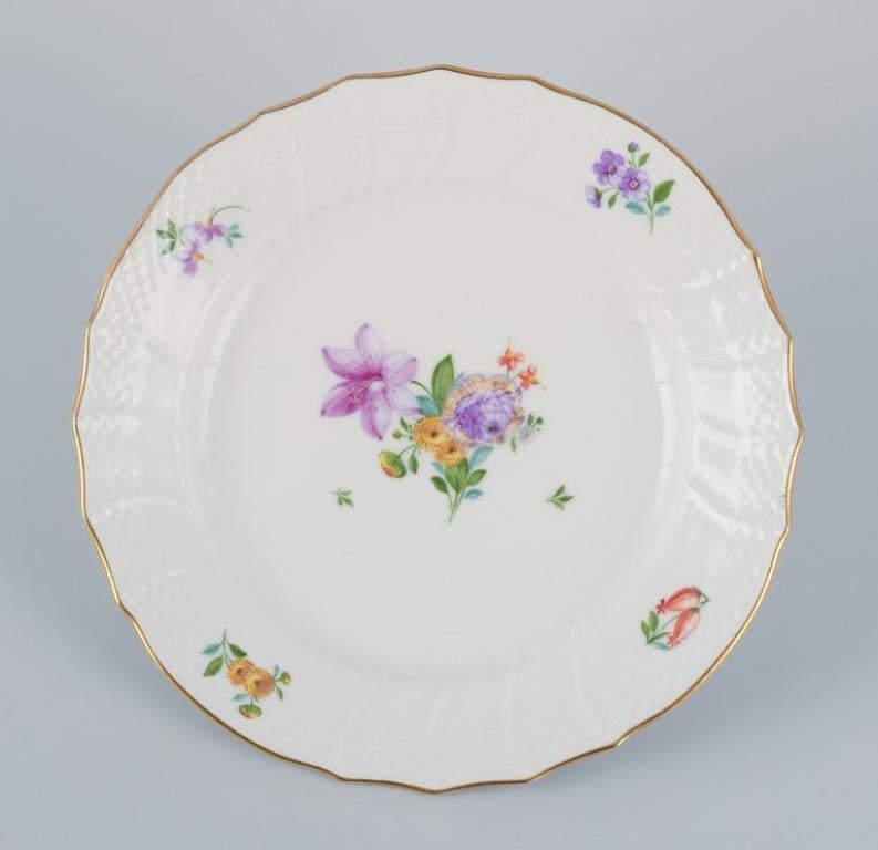 Danish Royal Copenhagen, six Saxon Flower lunch plates in porcelain. For Sale
