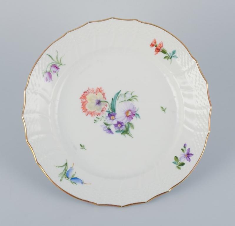 Mid-20th Century Royal Copenhagen, six Saxon Flower lunch plates in porcelain. For Sale