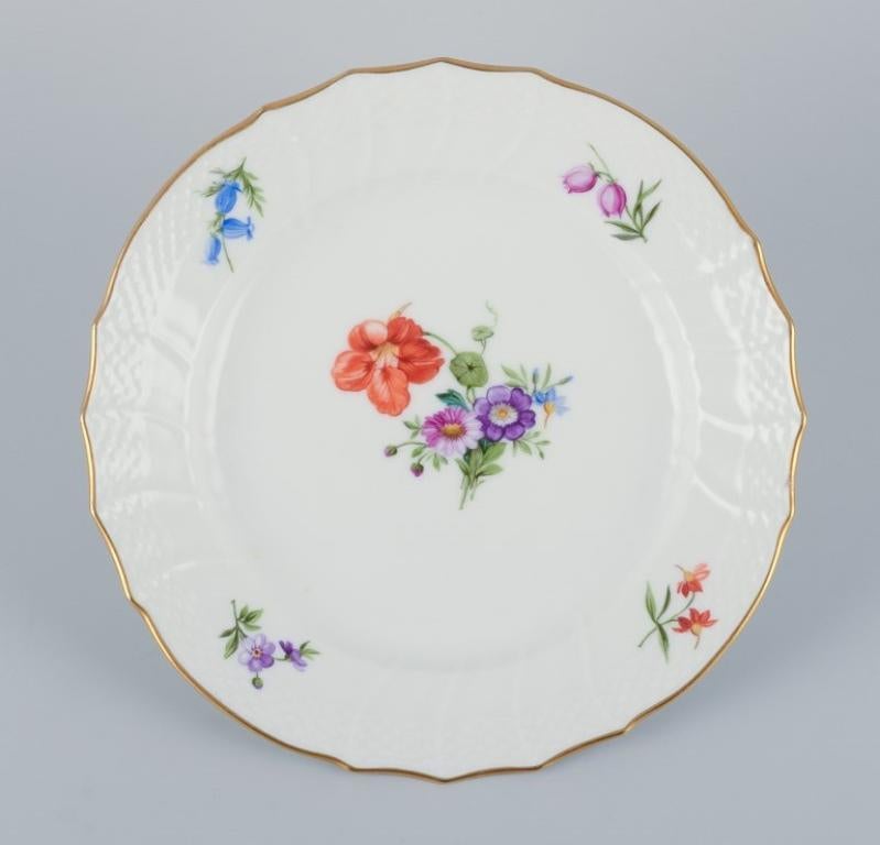 Porcelain Royal Copenhagen, six Saxon Flower lunch plates in porcelain. For Sale