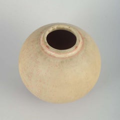 Royal Copenhagen. Spherical stoneware vase in pink, white, and beige tones.