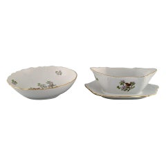 Royal Copenhagen "Spring" Sauce Boat and Bowl in Porcelain with Motifs of Birds