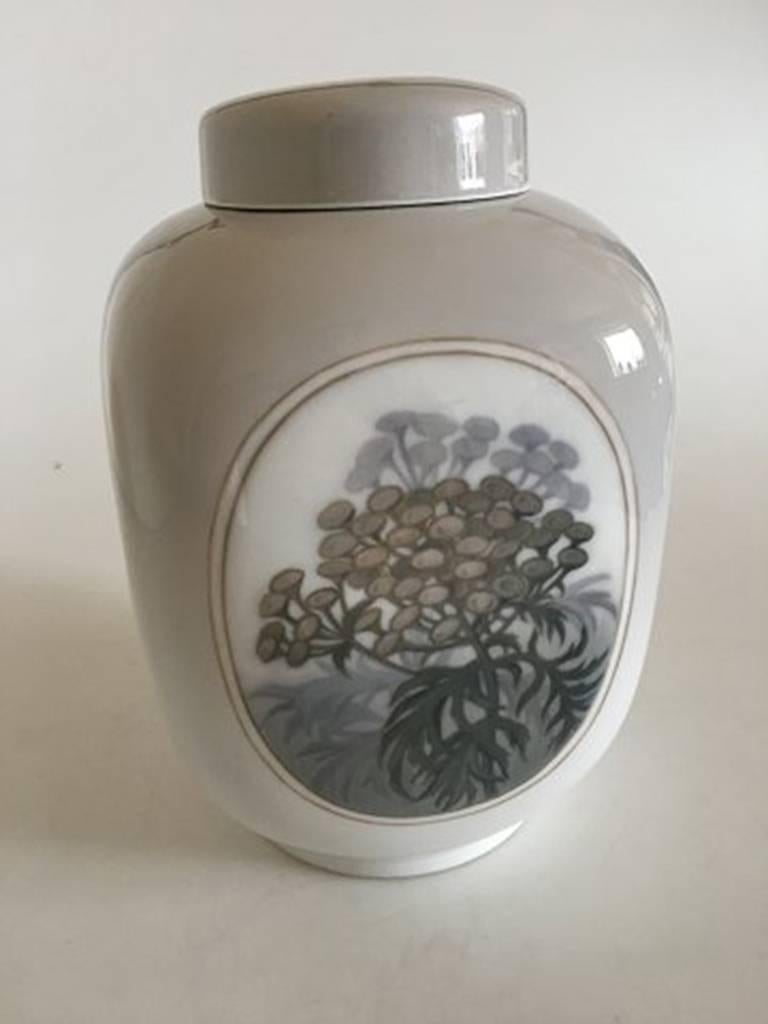 Danish Royal Copenhagen Square Art Nouveau Unique Vase with Lid For Sale