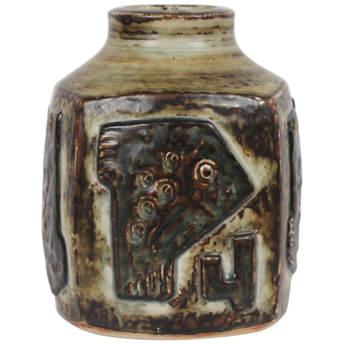 Royal Copenhagen Square Stoneware Vase by Jørgen Mogensen, Denmark, 1975-1979