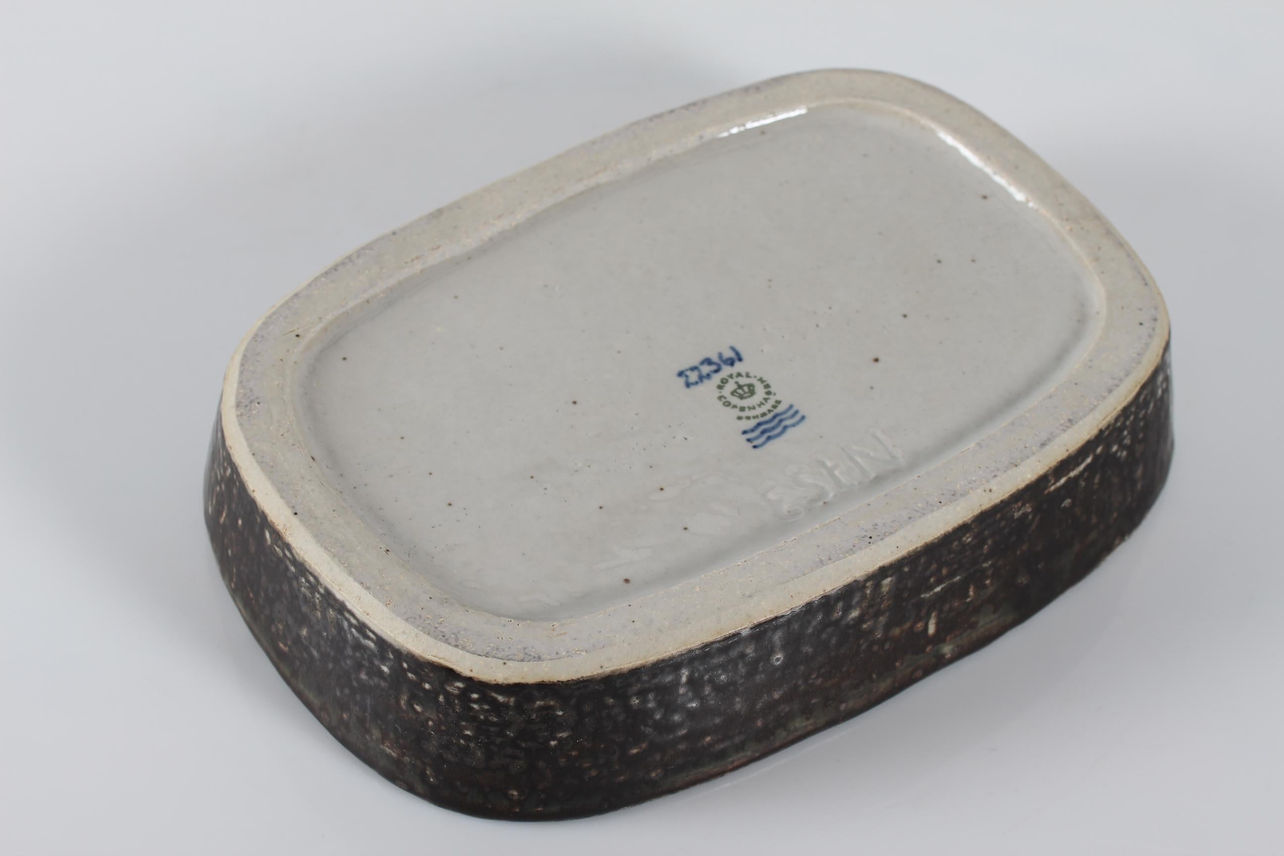 Glazed Royal Copenhagen Stoneware Dish by Eva Stæhr-Nielsen No. 22361, circa 1969