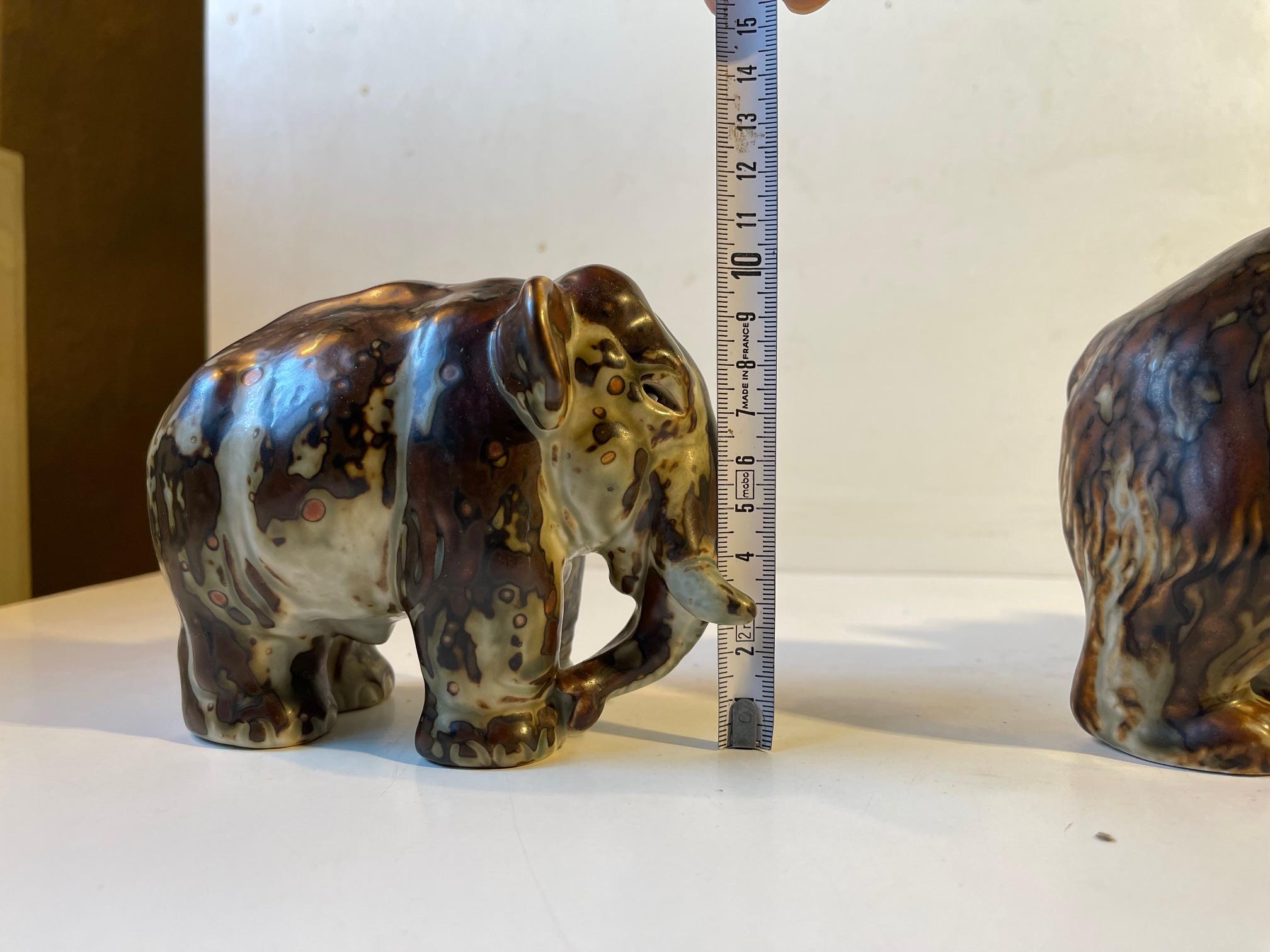 Royal Copenhagen Stoneware Elephant and Bear by Knud Kyhn, 1950s For Sale 1