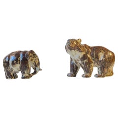 Royal Copenhagen Stoneware Elephant and Bear by Knud Kyhn, 1950s