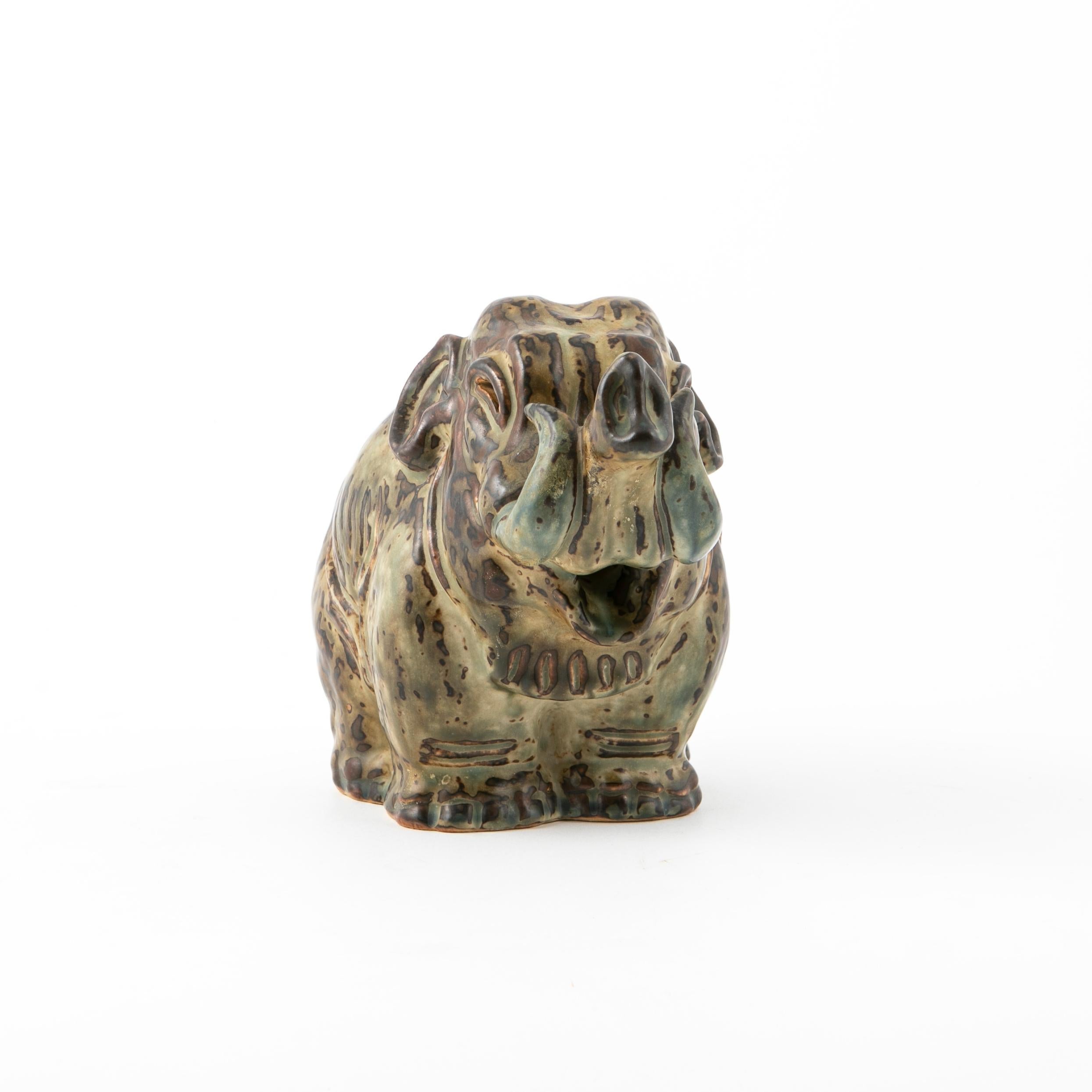 Modern Royal Copenhagen Stoneware Elephant Figurine by Knud Kyhn For Sale