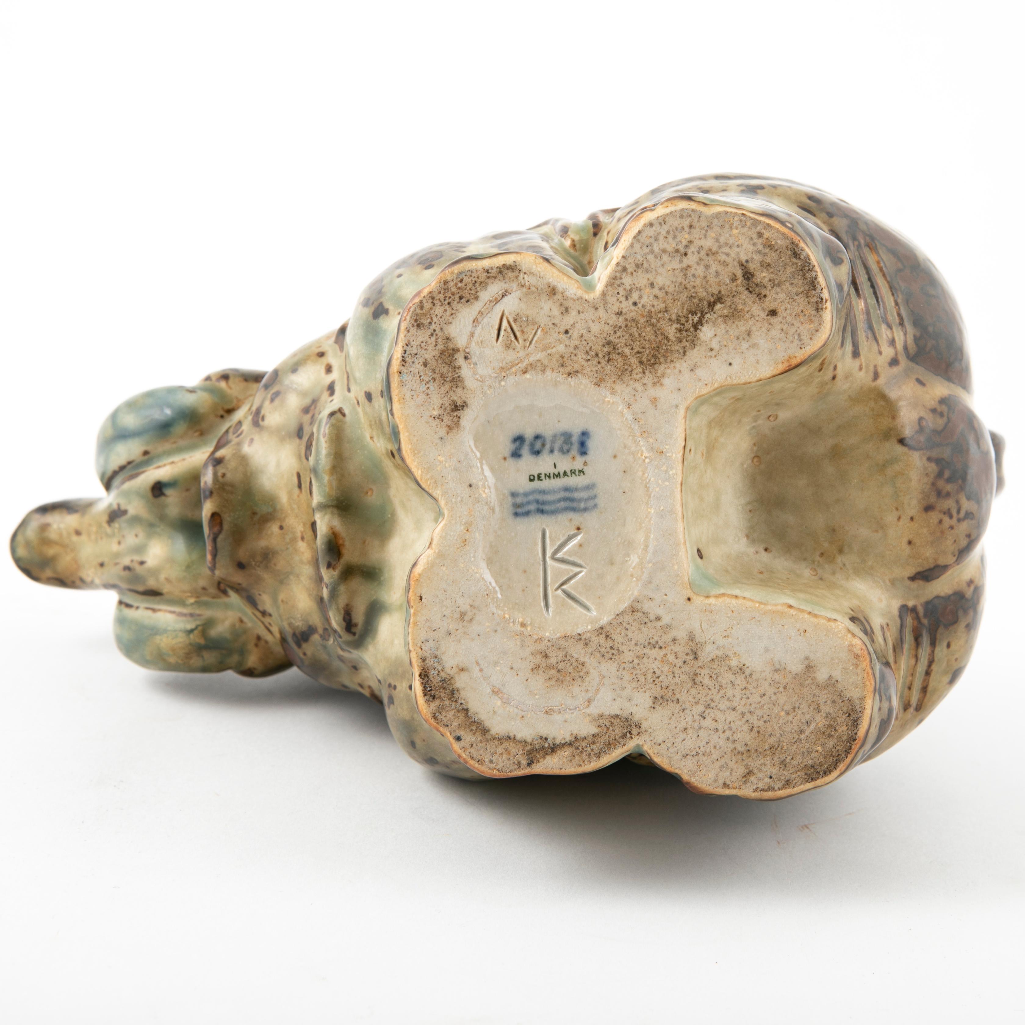 Glazed Royal Copenhagen Stoneware Elephant Figurine by Knud Kyhn For Sale