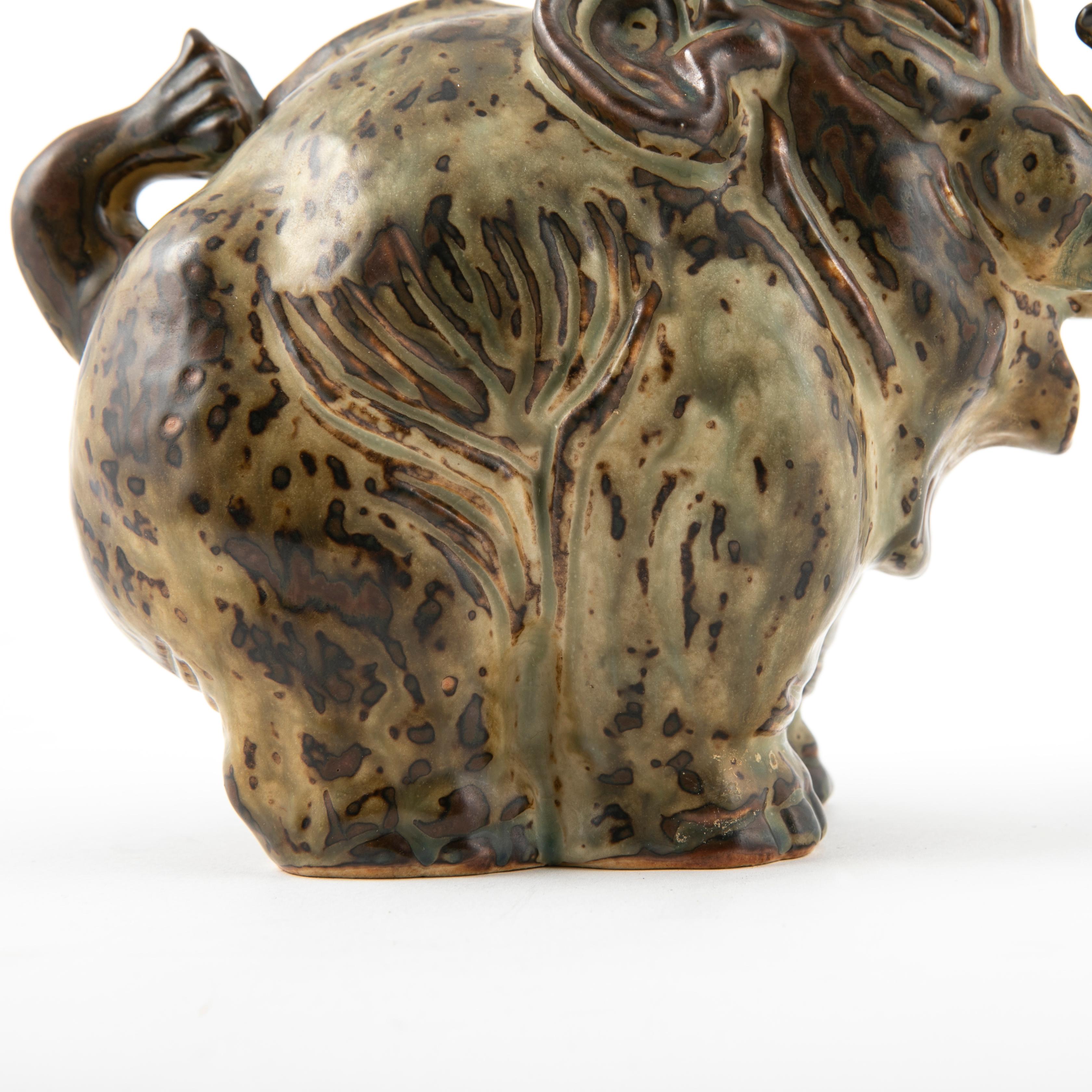 Royal Copenhagen Stoneware Elephant Figurine by Knud Kyhn For Sale 2