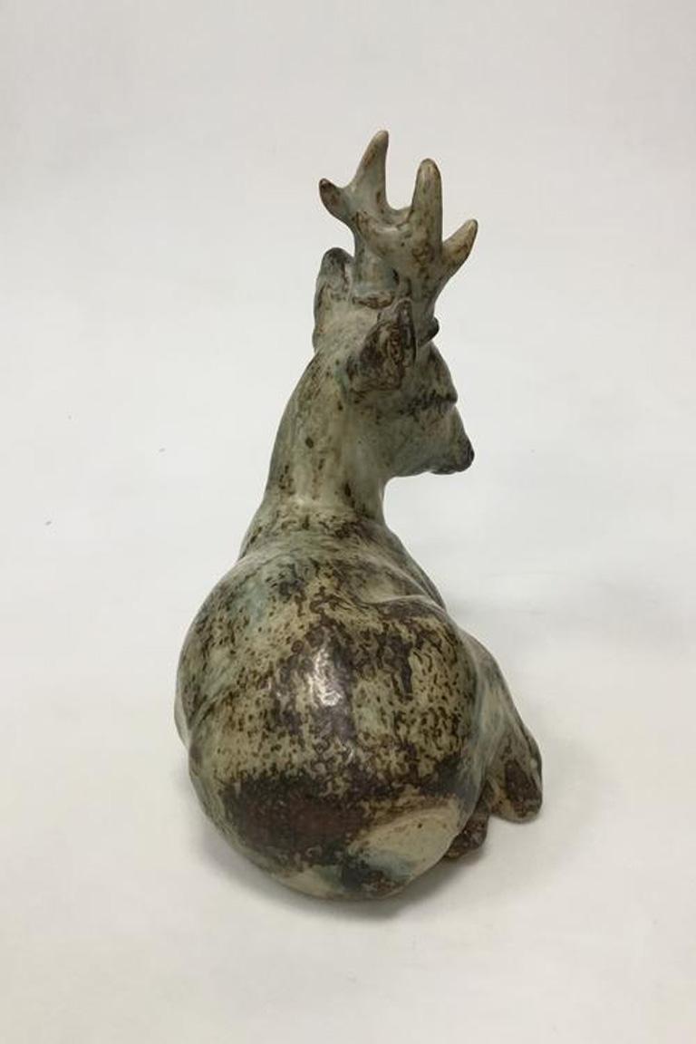 Royal Copenhagen Stoneware Figure of Resting Deer No 20507 1