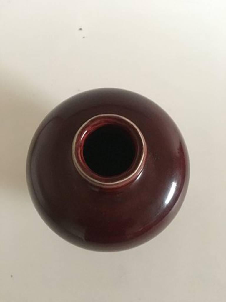 Scandinavian Modern Royal Copenhagen Stoneware Vase in Oxblood Glaze Sang de Boeuf #97/43 For Sale