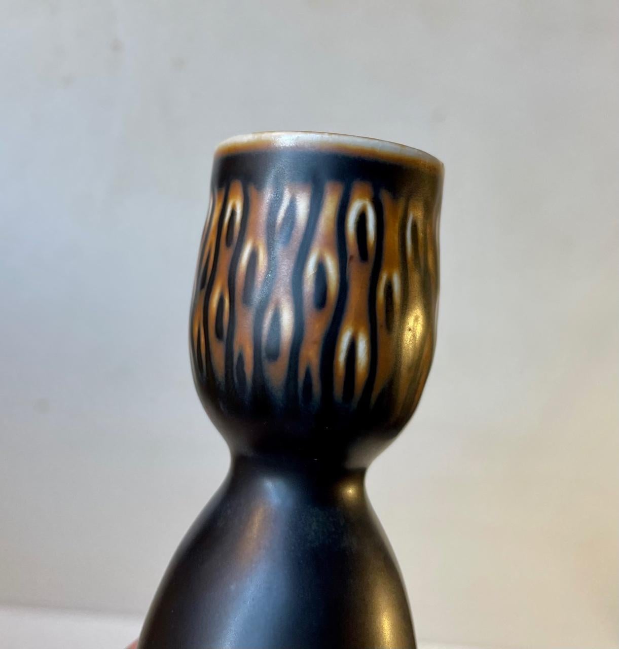 Glazed Royal Copenhagen Stoneware Vase or Candlestick by Gerd Bøgelund, 1960s For Sale