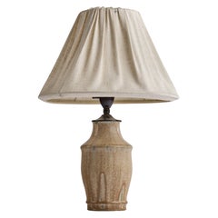 Royal Copenhagen, Table Lamp, Stoneware, Brass, Fabric, Denmark, 1940s