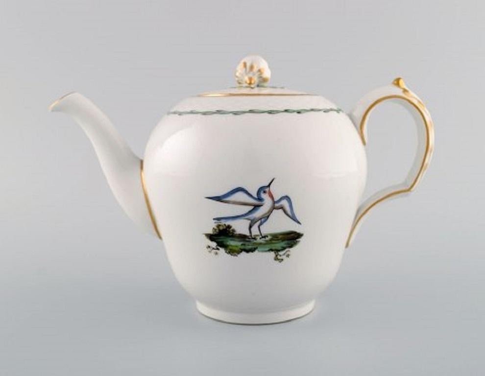Danish Royal Copenhagen Teapot, Sugar Bowl and Tray in Hand Painted Porcelain