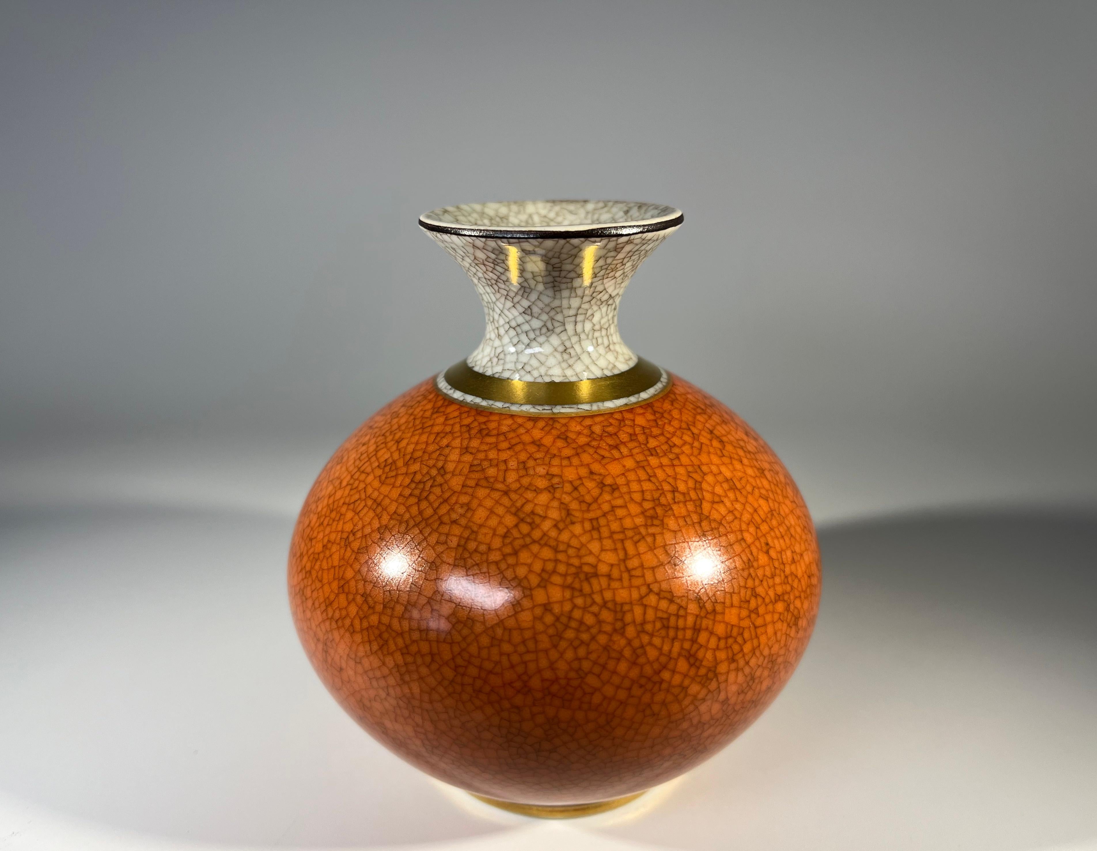 Danish Royal Copenhagen Terracotta Crackle Glaze Porcelain Vase #2353