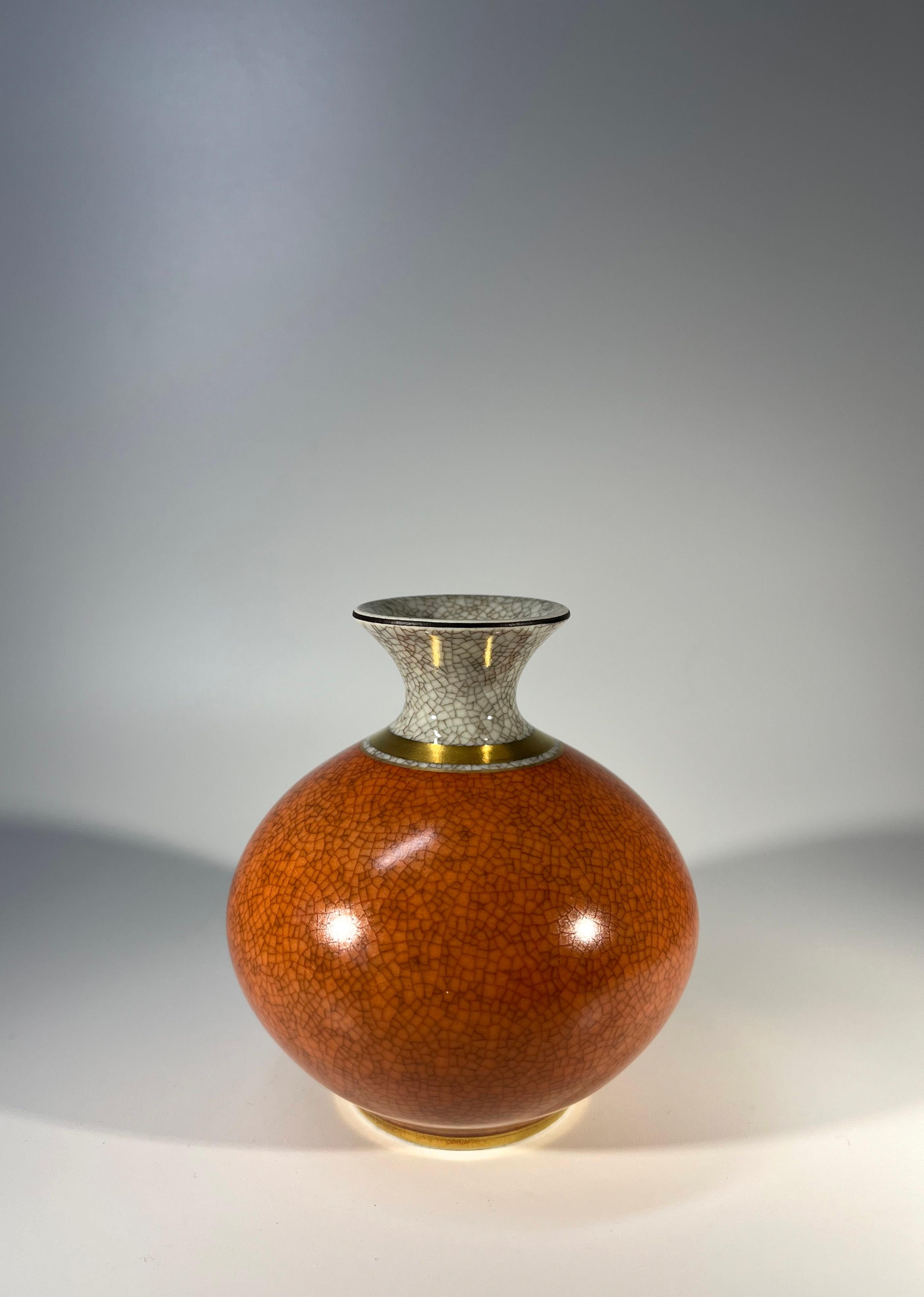 Royal Copenhagen Terracotta Crackle Glaze Porcelain Vase #2353 In Excellent Condition In Rothley, Leicestershire