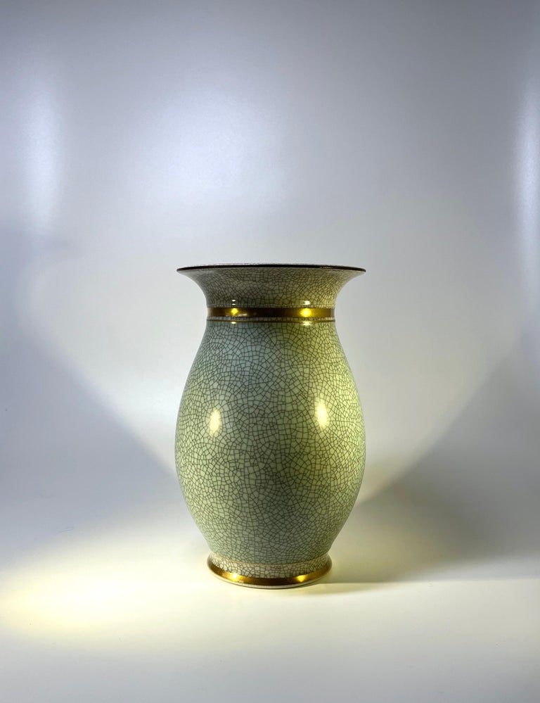 Royal Copenhagen, Thorkild Olsen Sage Green Crackle Glazed Vase #2750 For  Sale at 1stDibs