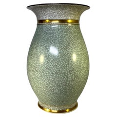 Royal Copenhagen, Thorkild Olsen, Salbeigrüne glasierte Craquelé-Vase #2750