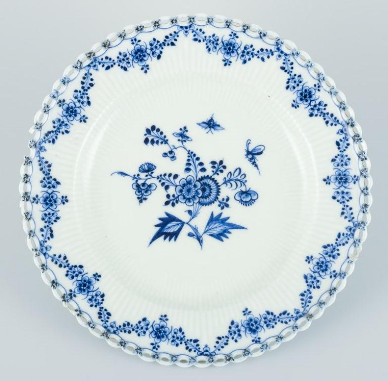 18th Century Royal Copenhagen. Three antique, very early Blue Fluted plate and platters. For Sale