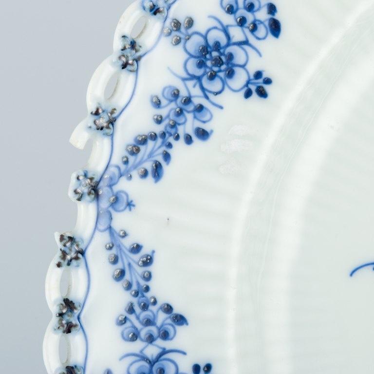 Porcelain Royal Copenhagen. Three antique, very early Blue Fluted plate and platters. For Sale