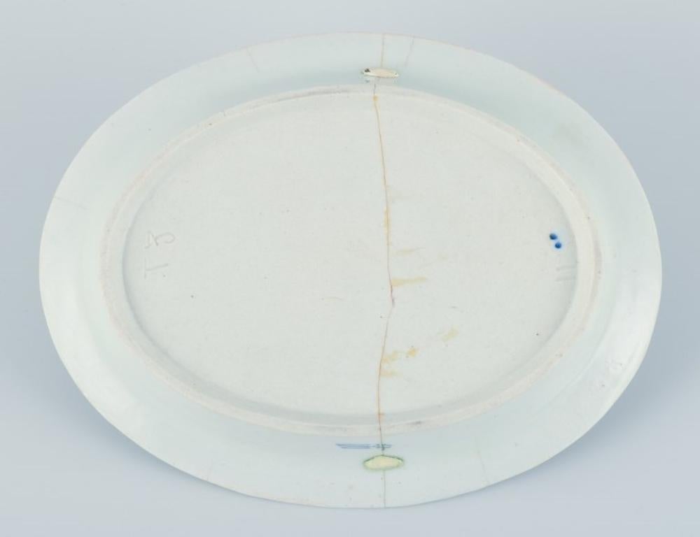 Royal Copenhagen. Three antique, very early Blue Fluted plate and platters. For Sale 3