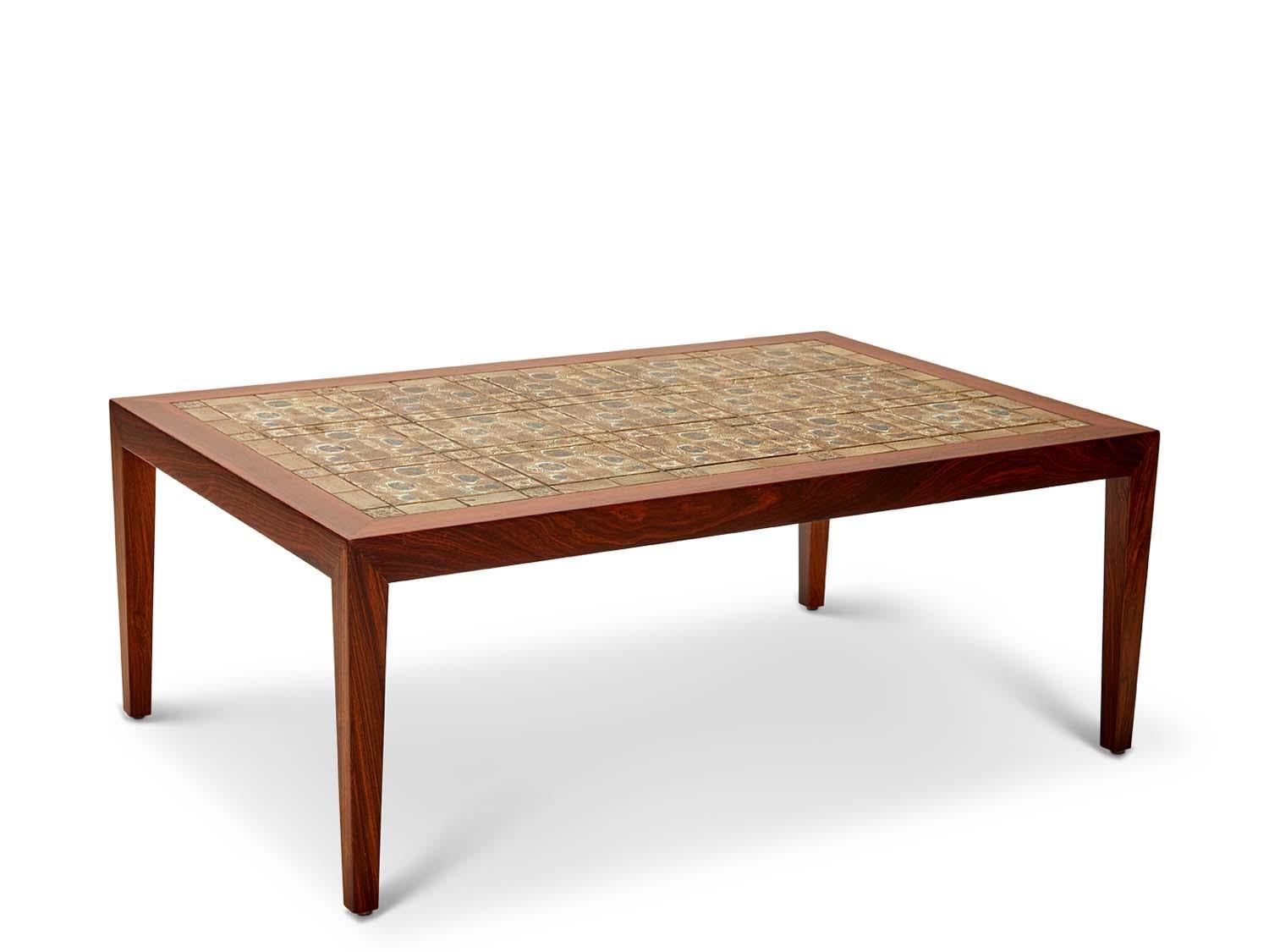 American Royal Copenhagen Tiles & Rosewood Coffee Table by Severin Hansen