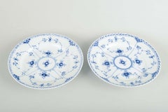 Royal Copenhagen. Two porcelain plates. "Blue Fluted Half Lace" pattern.