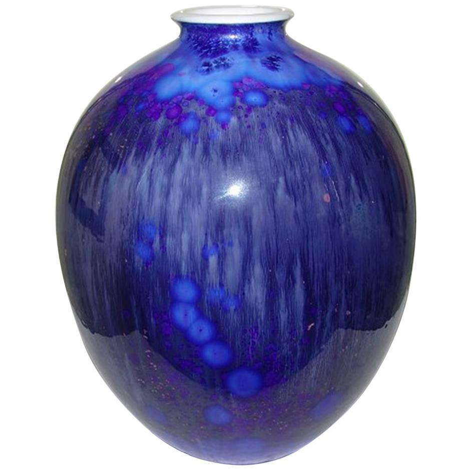 Royal Copenhagen Unique Crystalline Vase from 1927 by Søren Berg For Sale