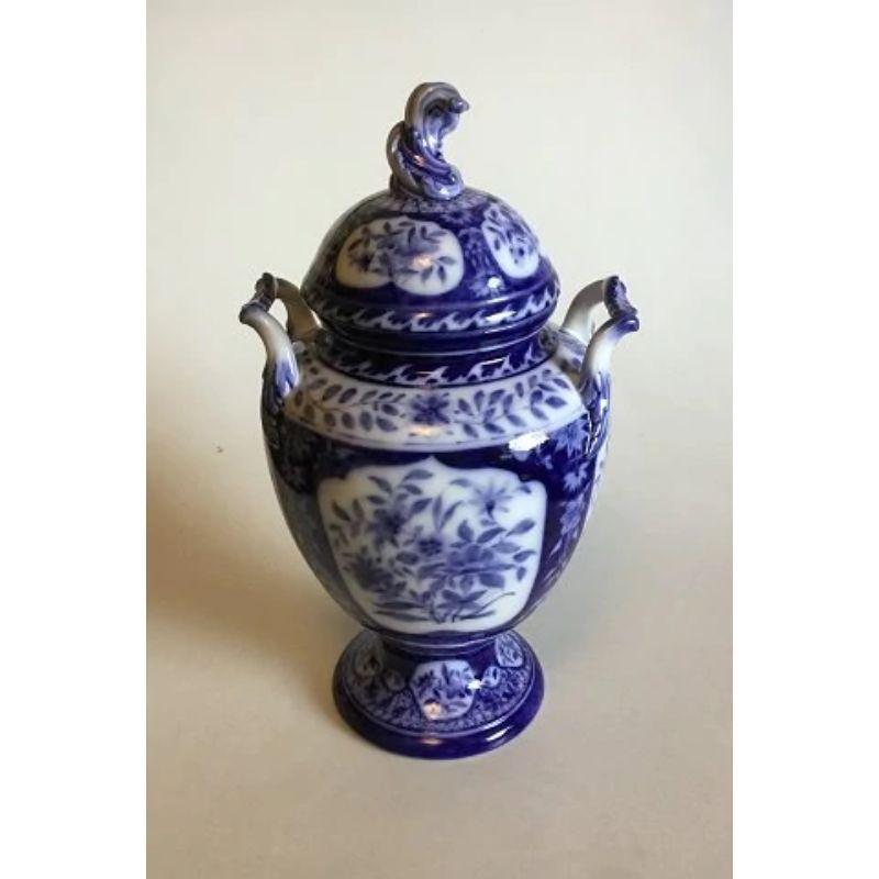 19th Century Royal Copenhagen Unique Potpourri Jar with Blue Flower Decoration by Anna Smith For Sale