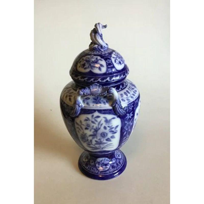 Porcelain Royal Copenhagen Unique Potpourri Jar with Blue Flower Decoration by Anna Smith For Sale